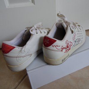 Marc Ecko Womens Leather Trainers White + Red No Box Size 8.5